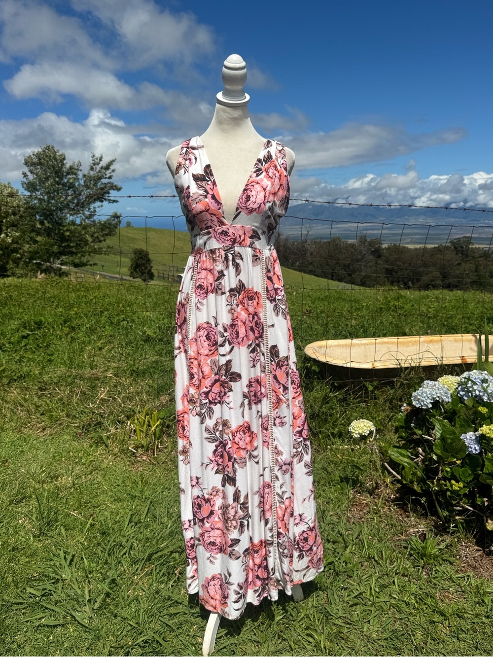MAAJI Rose Glaring Long Dress Floral Summer Beach Pink small